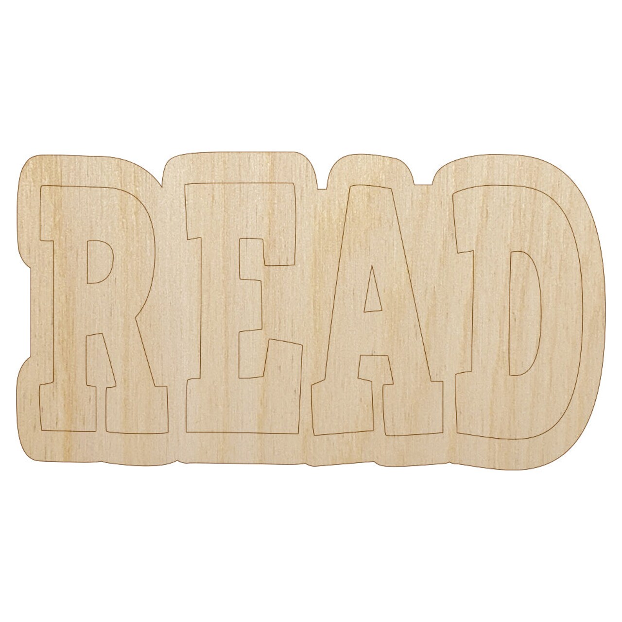 Read Fun Text Unfinished Wood Shape Piece Cutout for DIY Craft Projects